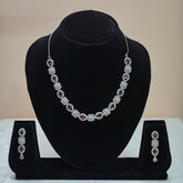 Blush Stone Diamond Necklace Set - DD10010