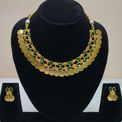 Traditional Coin & Stone Choker Necklace Set-DD10016