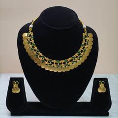 Traditional Coin & Stone Choker Necklace Set-DD10016