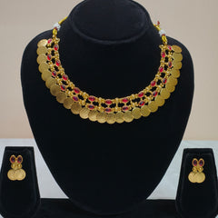 Traditional Coin & Stone Choker Necklace Set-DD10016