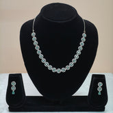 Mint Halo Circle Statement Necklace Set-DD10018