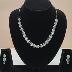 Mint Halo Circle Statement Necklace Set-DD10018