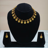 Floral Coin Motif Temple Necklace Set-DD10019
