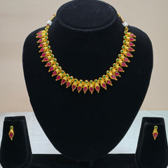 Leaf & Coin Pattern Temple Necklace Set-DD10021