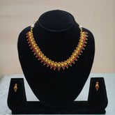 Leaf & Coin Pattern Temple Necklace Set-DD10021
