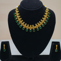 Geometric Motif Temple Necklace Set-DD10029