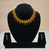 Geometric Motif Temple Necklace Set-DD10029