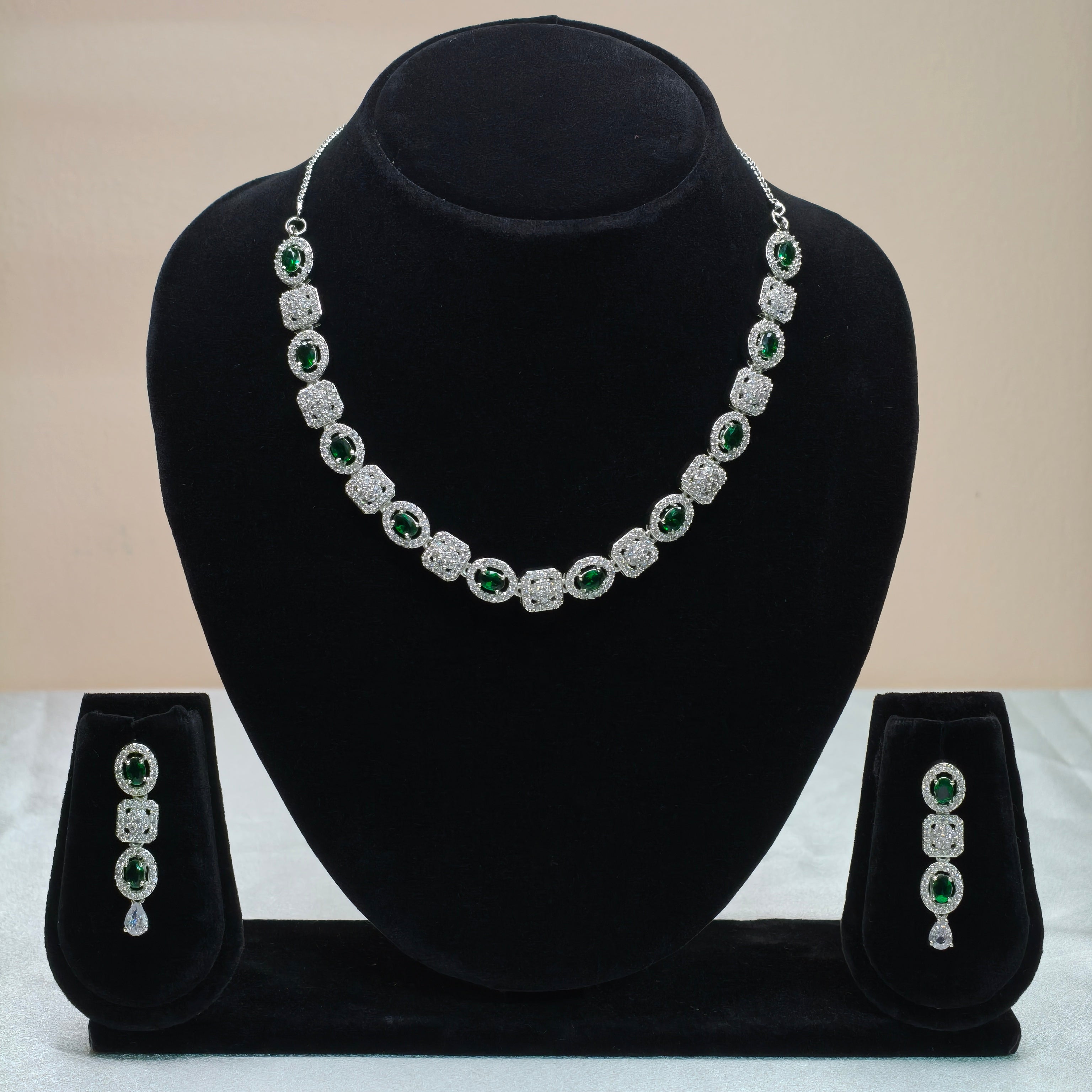 Blush Stone Diamond Necklace Set - DD10010