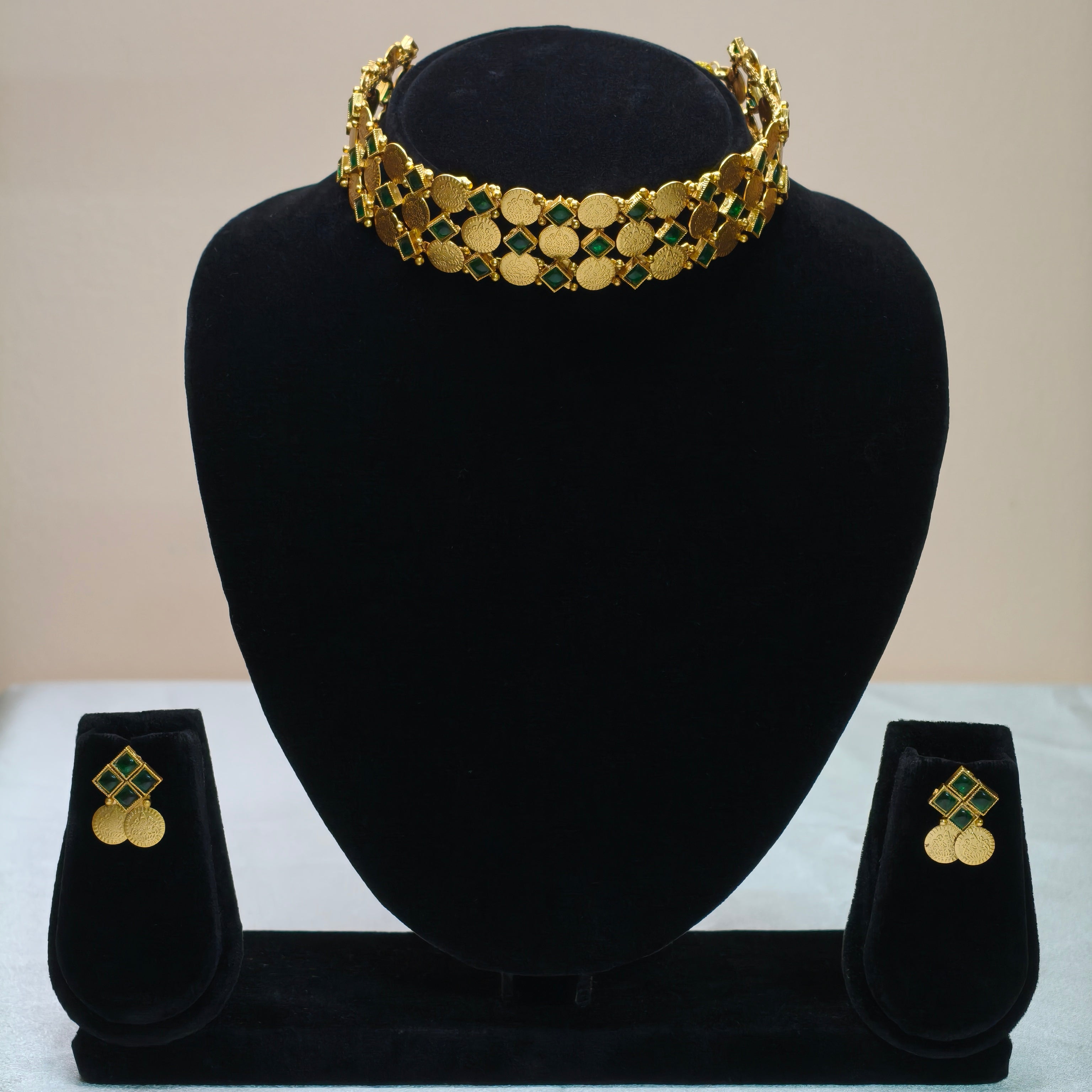 Heritage Coin Weave Choker Set – Green-DD10012-G