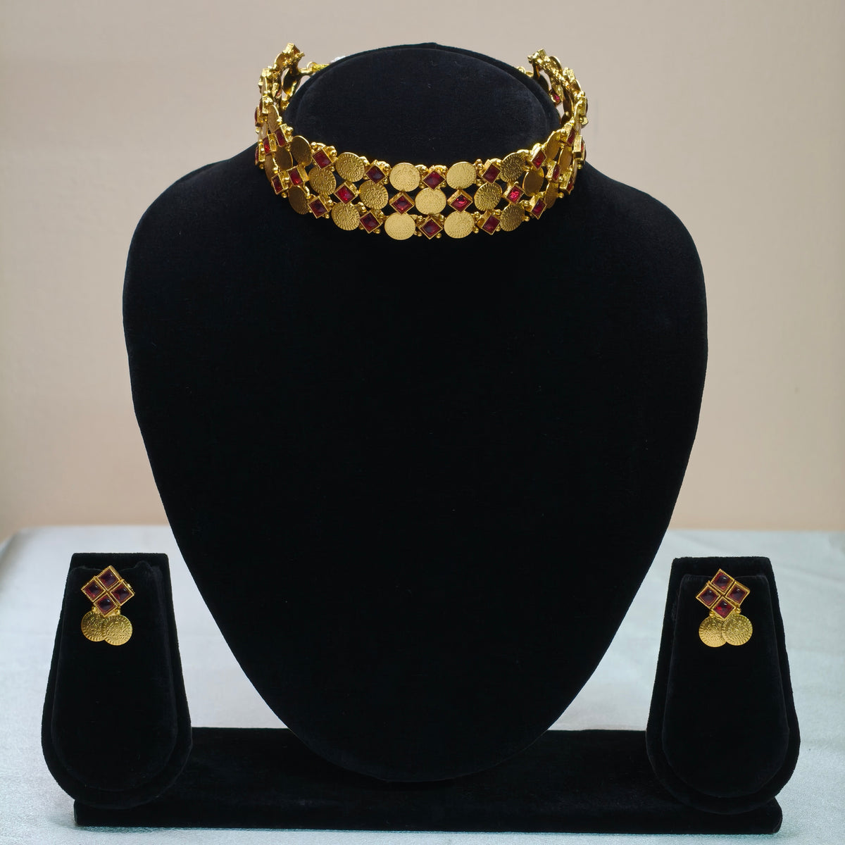Heritage Coin Weave Choker Set – Red- DD10012-R