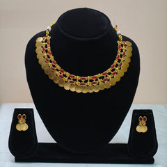 Traditional Coin & Stone Choker Necklace Set-DD10016