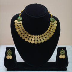 Traditional Coin Layered Temple Necklace Set-DD10017