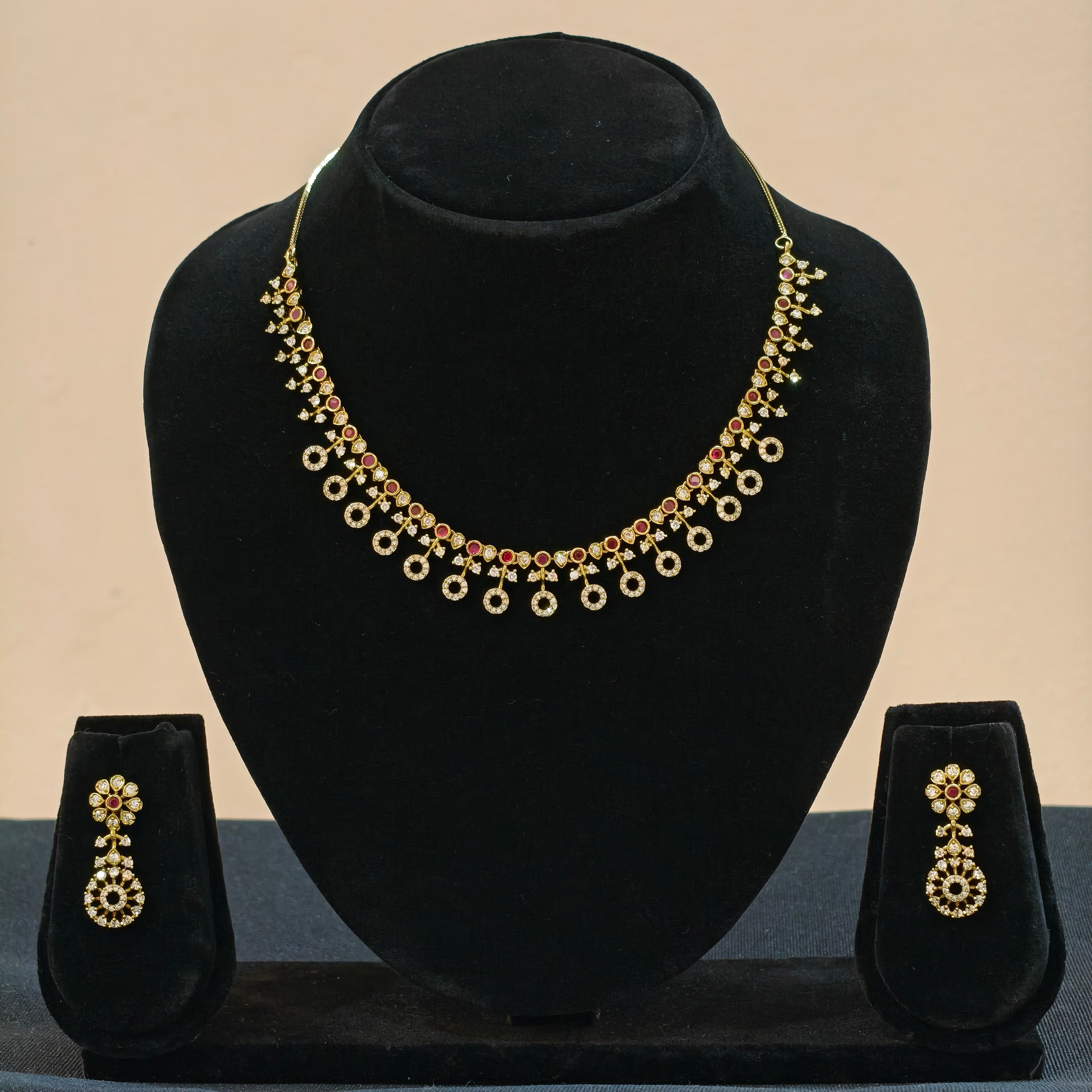 Daredove Kundan Gold-Plated Necklace & Earrings Set – Bridal/Festive Jewellery