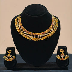 Daredove Gold-Plated Floral Fan Necklace & Earrings Set – Bridal Jewellery