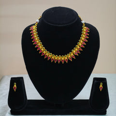 Leaf & Coin Pattern Temple Necklace Set-DD10021