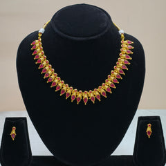 Leaf & Coin Pattern Temple Necklace Set-DD10021