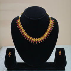 Leaf & Coin Pattern Temple Necklace Set-DD10021