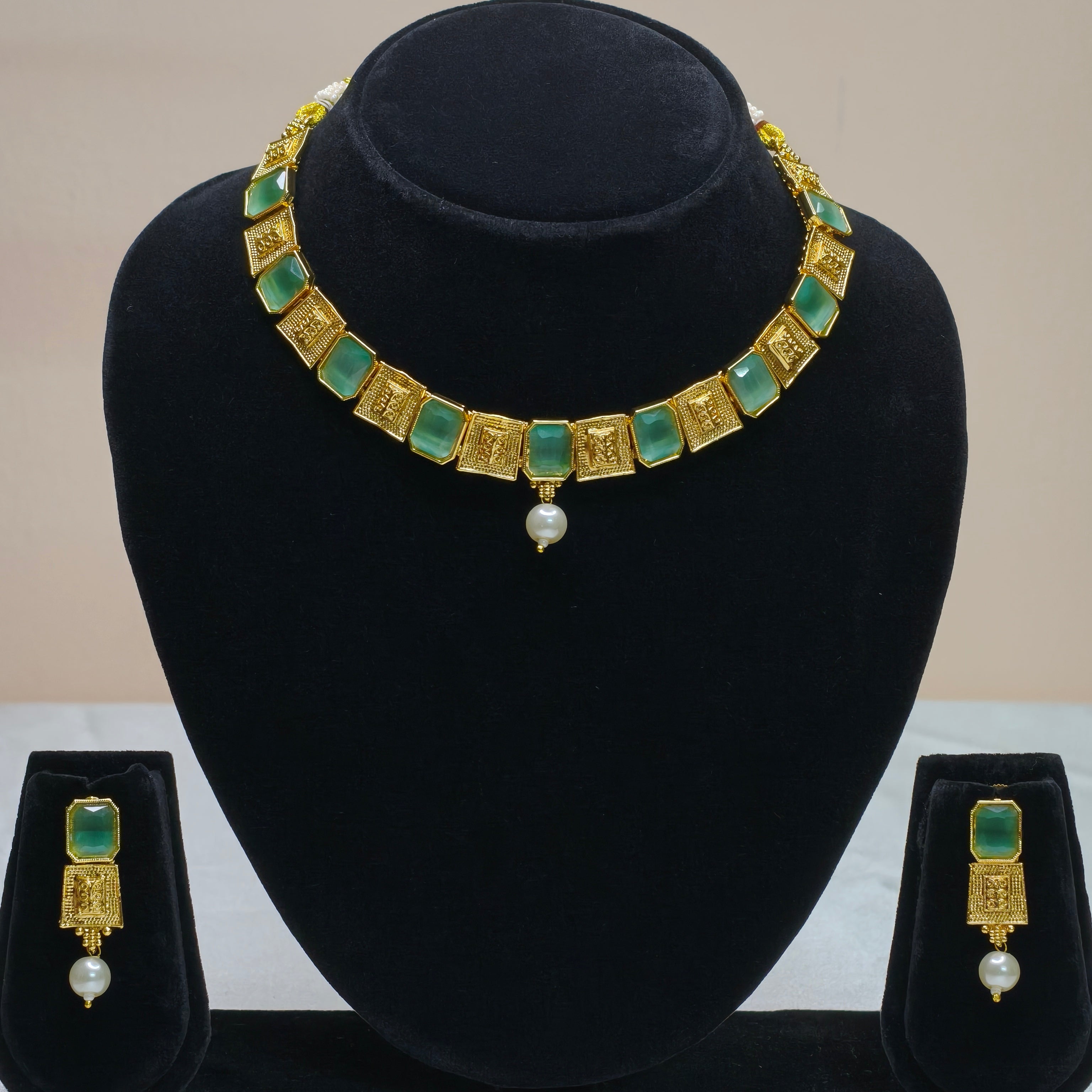 Coin Drop Temple Necklace Set-DD10024