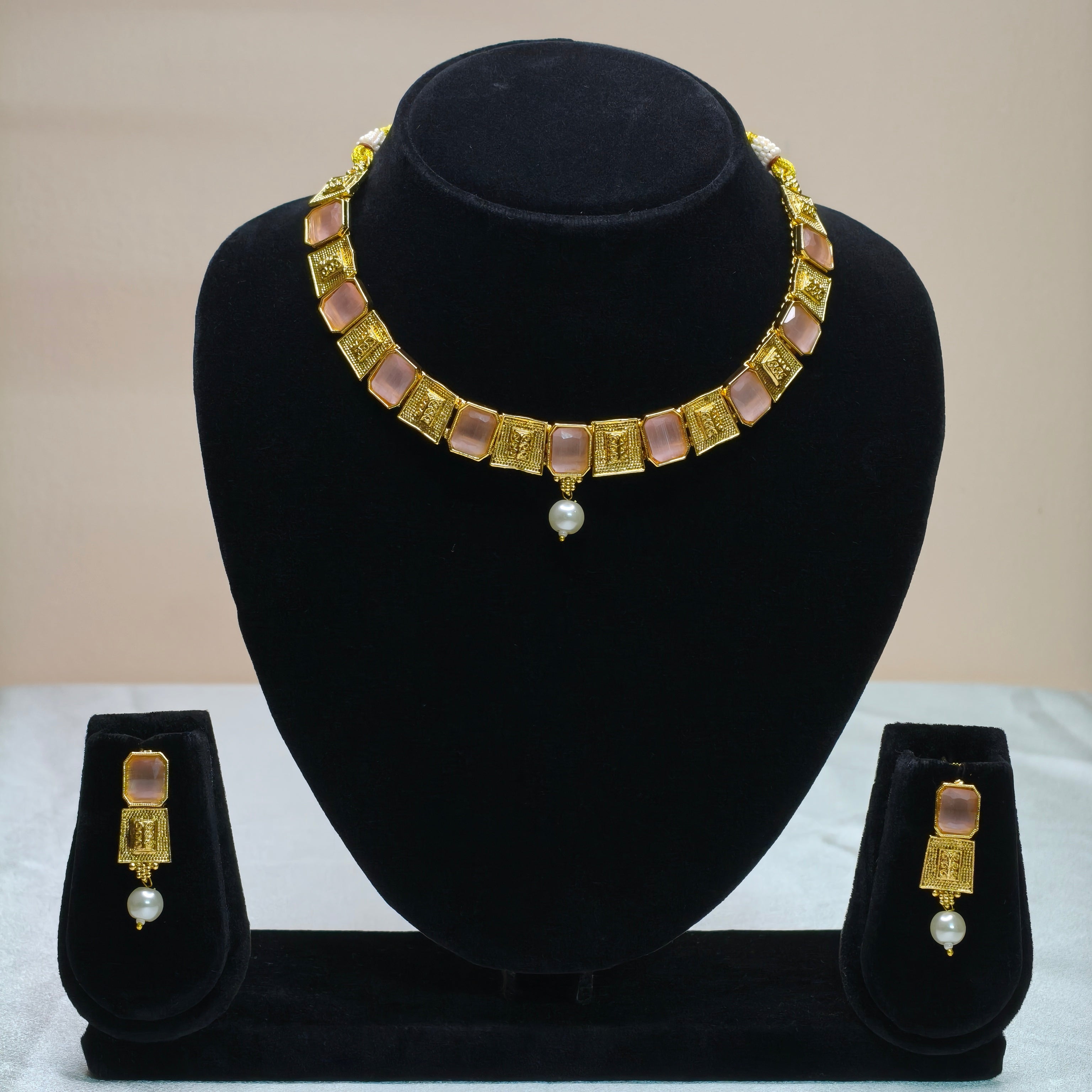 Coin Drop Temple Necklace Set-DD10024