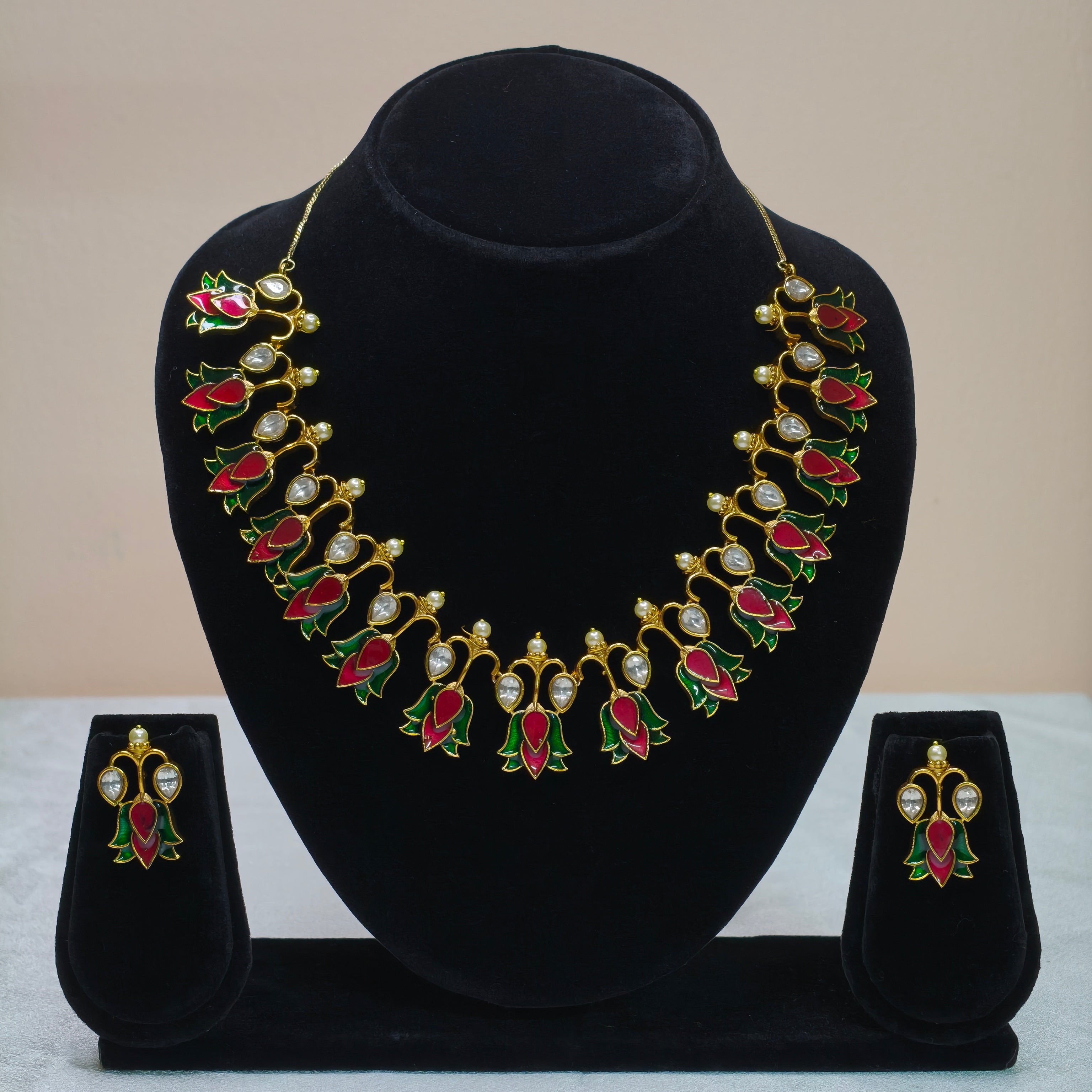 Enamel Stone Necklace Set-DD10025
