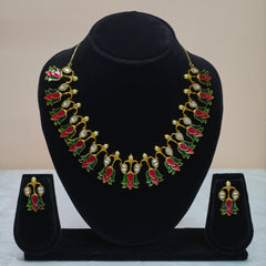 Dual-Tone Leaf Motif Necklace Set-DD10025