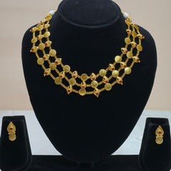 Leaf Pattern Temple Necklace Set-DD10026