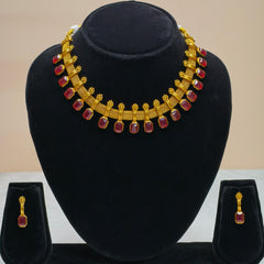 Geometric Motif Temple Necklace Set-DD10029