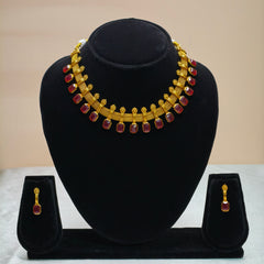 Geometric Motif Temple Necklace Set-DD10029