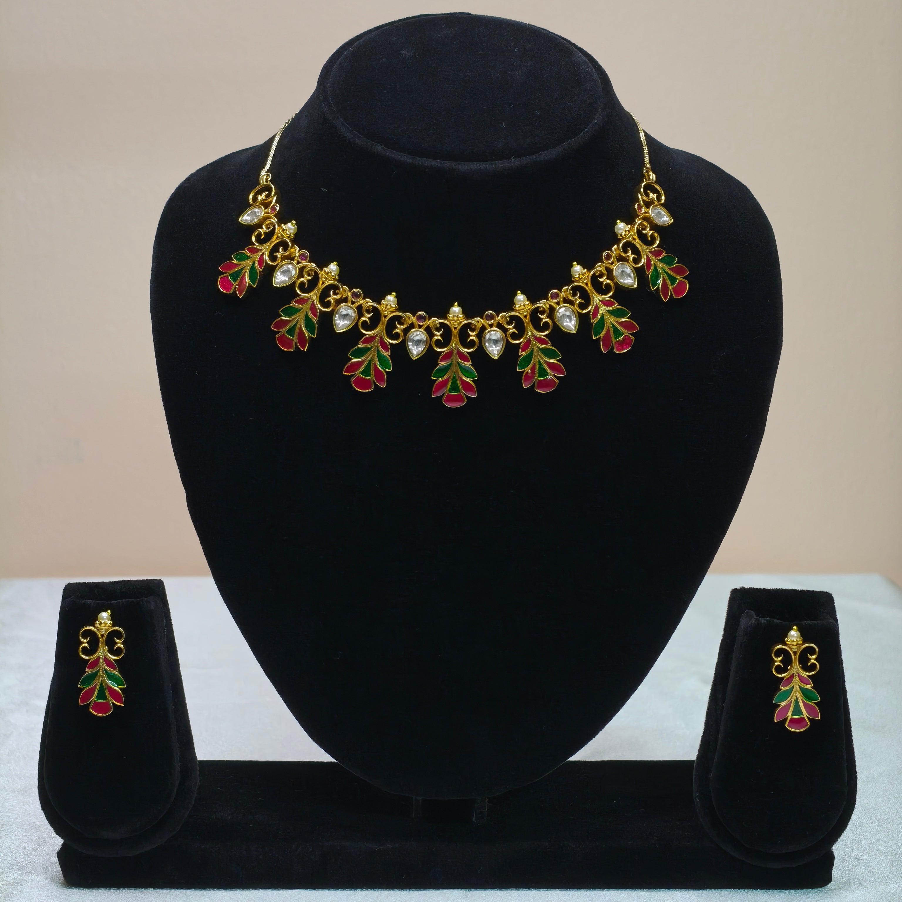 Leaf Motif Necklace Set-DD10043